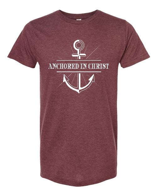 Anchored in Christ (Adult & Youth Sizes) - Heather Burgundy