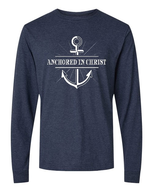 Long Sleeve Anchored in Christ - Heather Denim