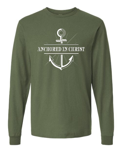 Long Sleeve Anchored in Christ - Military Green