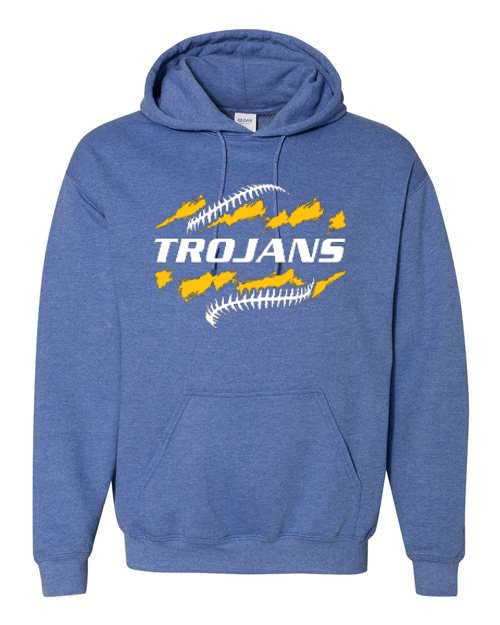 Trojans Softball Hoodie - Heathered Royal (Adult Sizes)