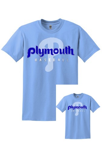 2- Plymouth Ball Tee - (Adult & Youth Sizes) - Blue