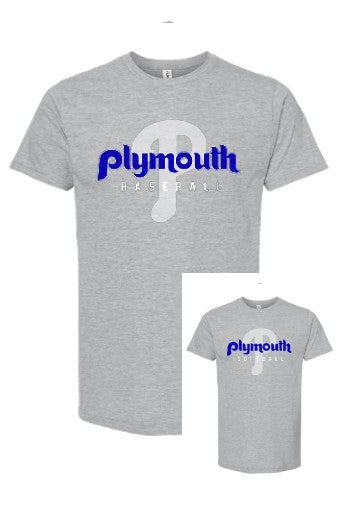 2 - Plymouth Ball Tee - (Adult & Youth Sizes) - Grey