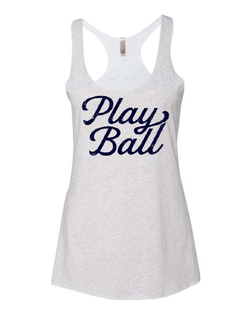 Play Ball Triblend Racerback Tank - White
