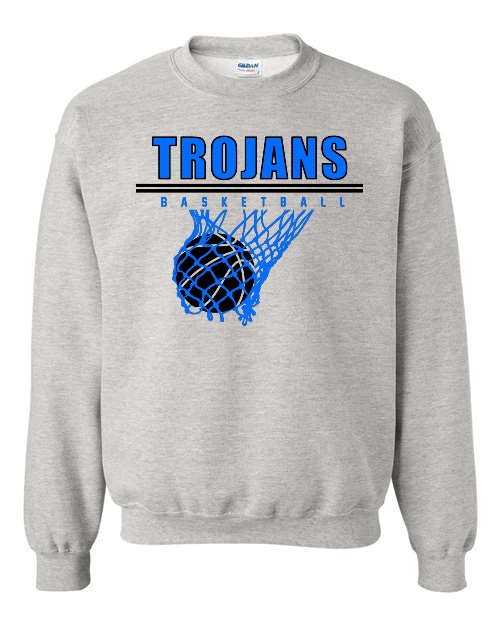 Trojans Basketball Crewneck (Adult & Youth) - Grey