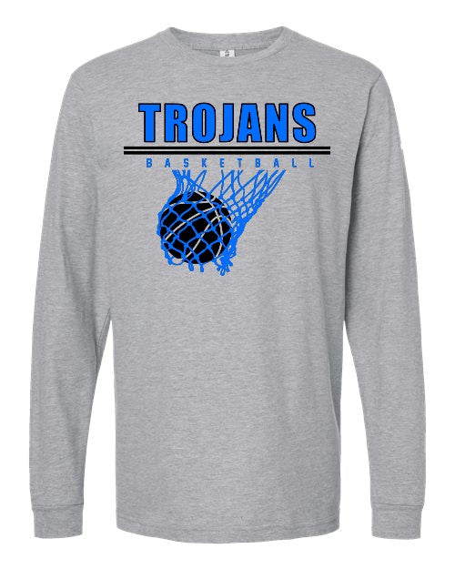 Trojans Basketball Long Sleeve (Adult & Youth) - Grey