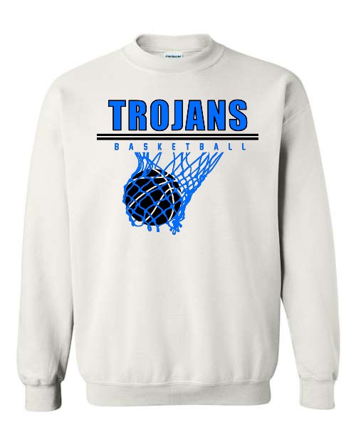 Trojans Basketball Crewneck (Adult & Youth) - White