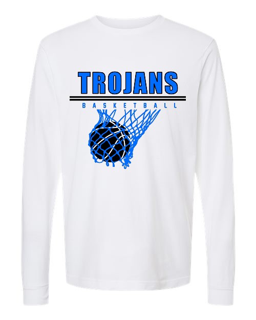 Trojans Basketball Long Sleeve (Adult & Youth) - White