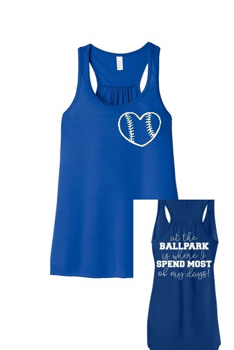 Blue Ballpark Days - Women's Flowy Racerback Tank (Front & Back print)