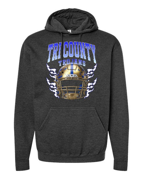 TC Football Helmet Hoodie - Hthr Graphite