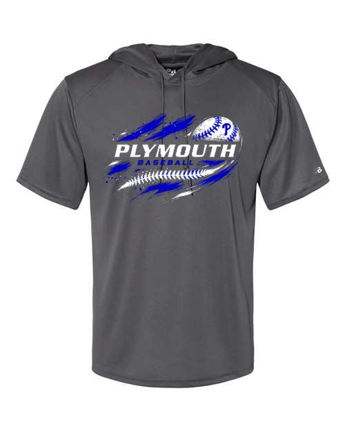 Plymouth Baseball Men's Athletic Hooded Tee - Heather Charcoal