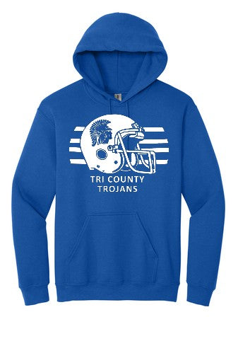 Trojan Football Helmet Hoodie (Adult & Youth) - Royal