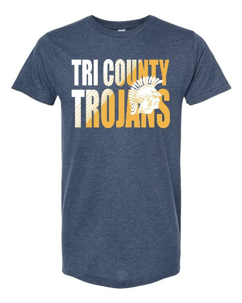 Heather Denim Tri County Trojans Tee