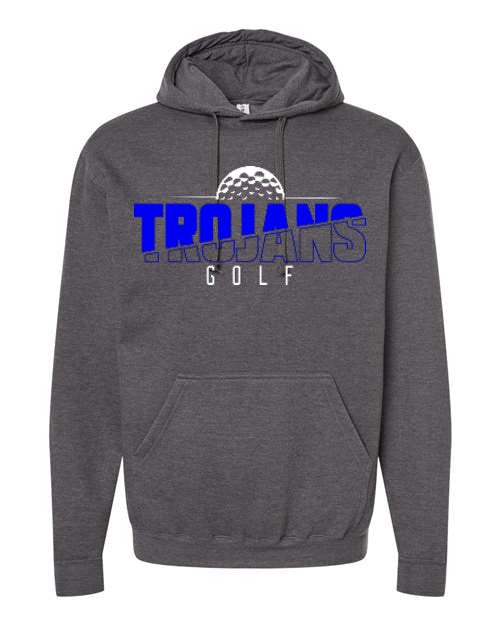 Trojans Golf Hoodie - Charcoal Grey Blue design