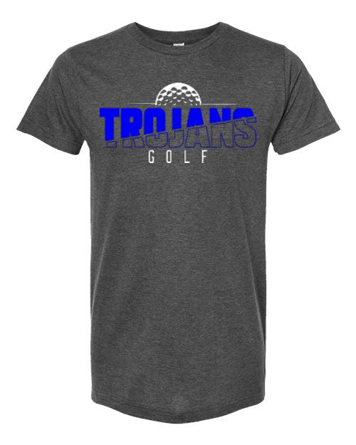 Trojans Golf Tee - Charcoal Grey Blue Design